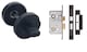 image 4 of Golden Grace 1 Pair Delta Bathroom Door Handles on Round Rose in Matte Black Finish with 1 Pair of Ball Bearing Hinges Mortise Lock and Matching Thumbturn | Black | 1 Set