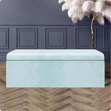 120cm Large Plain Safar Storage Ottoman Box, White Plush Velvet Upholstered Deep Storage Ottoman End of Bed Bench