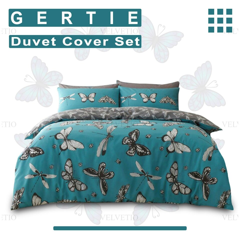 image 1 of Gertie Printed Duvet Cover Set Reversible Polycotton Beddings Multi | Single