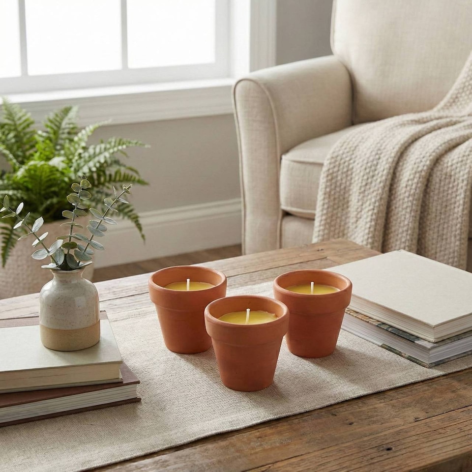 image 1 of Citronella Scented Candles Bug Mosquito Fly Repellent Indoor Garden Wax | Yellow | Set of 6 | 6