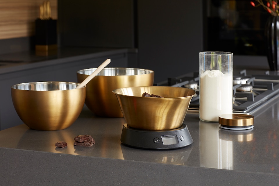 image 1 of MasterClass Stainless Steel Brass Finish Mixing Bowl, 2.8L
