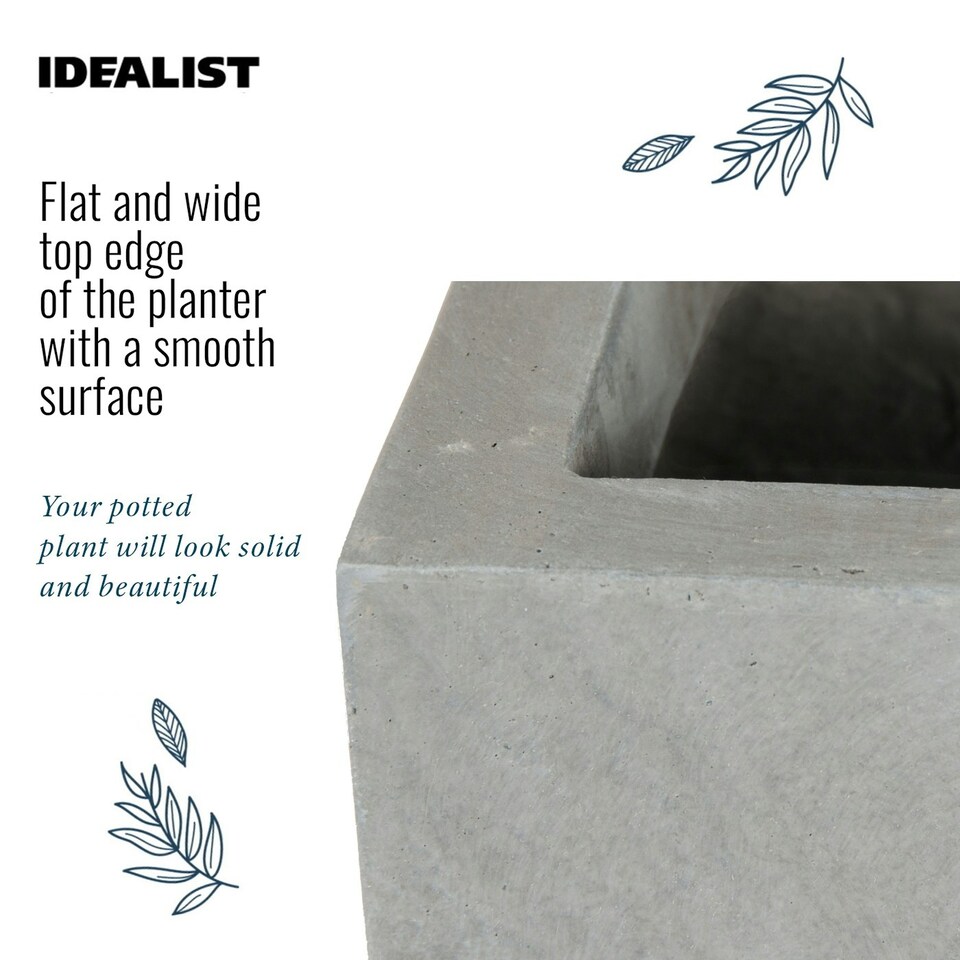 image 1 of Square Box Grey Light Concrete Garden Planter H40 L40 W40 cm, 65 ltrs Cap.
