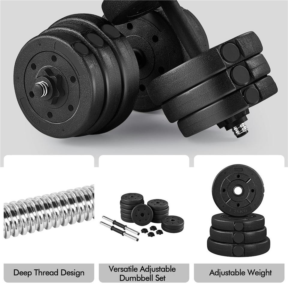 image 1 of Yaheetech 25kg Dumbbell Weight Set Black
