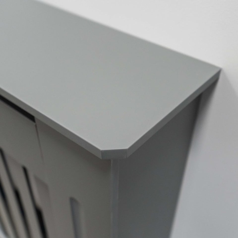 image 1 of JSH Radiator Cover Vertical Grey Slat Wood MDF - Large - 152cm (W) x 81.5cm (H) x 19cm (D) | Grey
