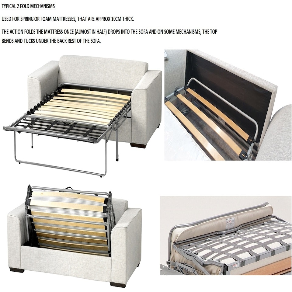 image 1 of Pocket spring, metal action replacement sofabed sofa bed settee spring, 2 fold,sprung mattress | Multi | Small Double