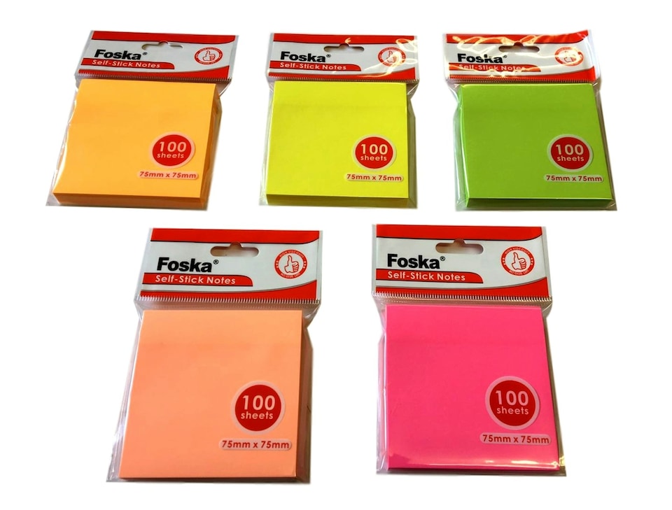 image 1 of 75x75mm Neon Self Sticky Notes - 100 Sheets