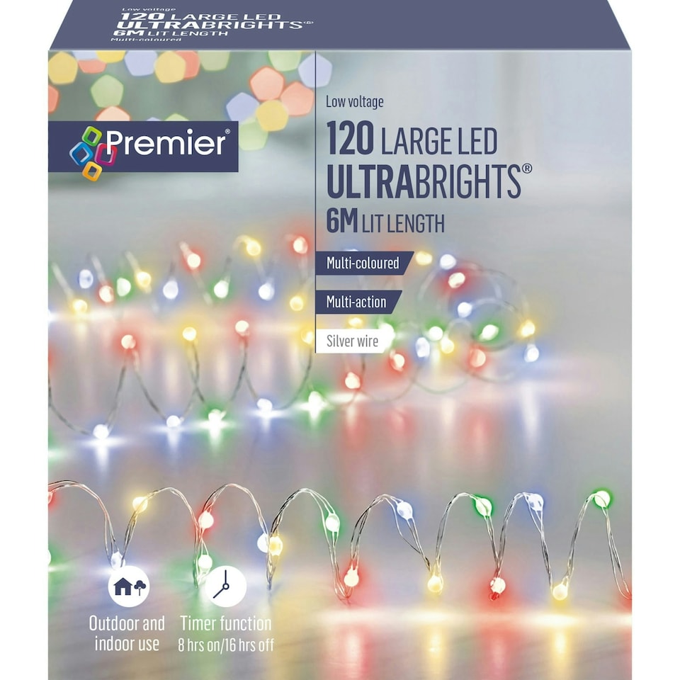 Premier UltraBrights Lights 120 LED Multi-Coloured 6m
