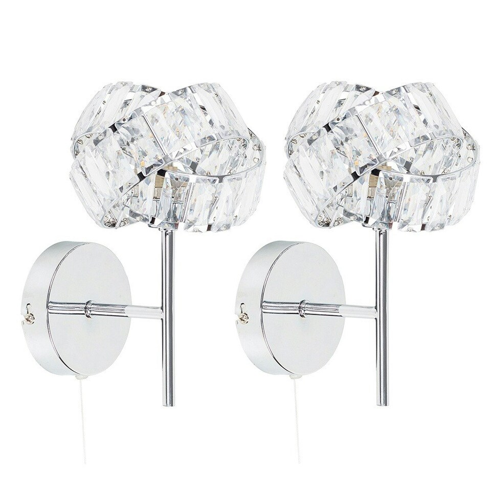 image 1 of ValueLights Hudson Pair of Silver Indoor Wall Light
