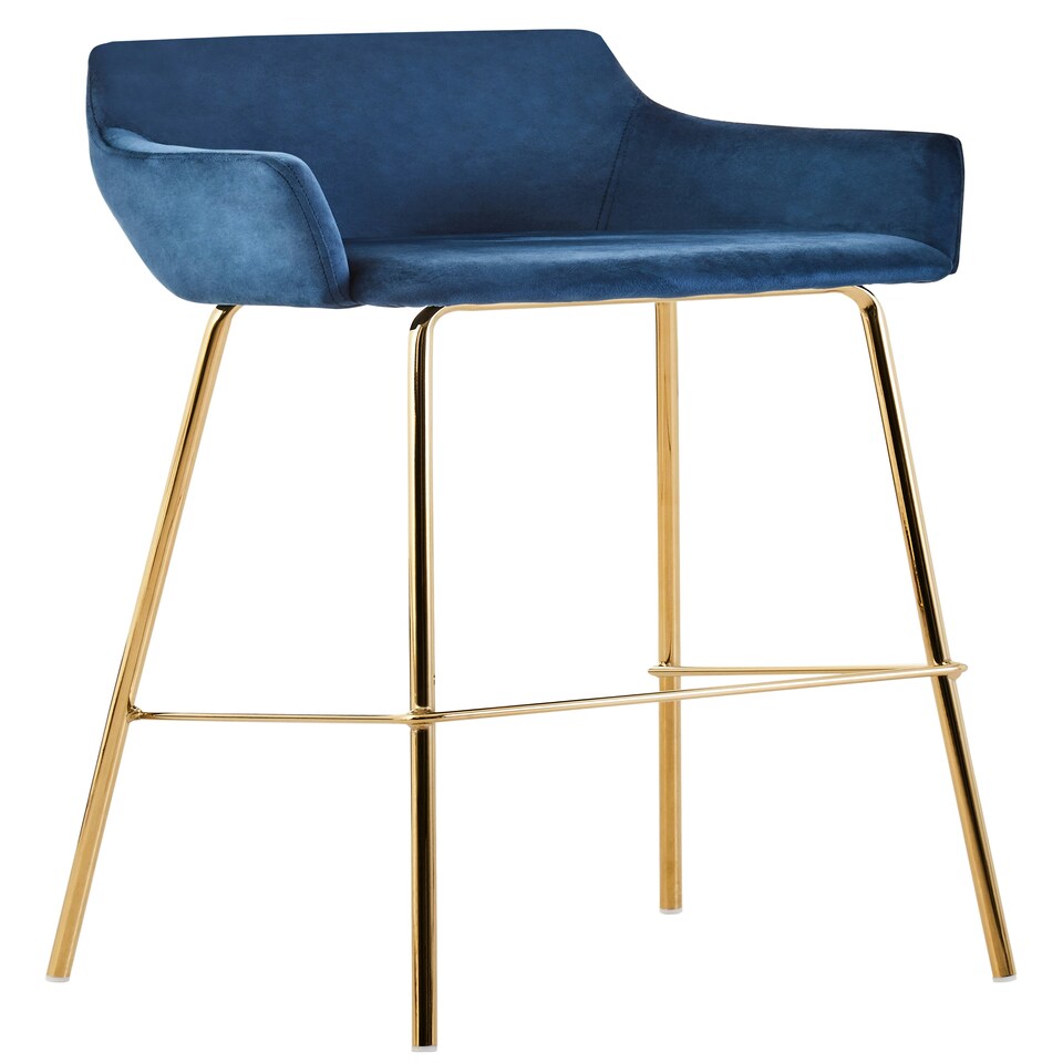 image 1 of Tamzin Blue Velvet Low Back Bar Chair Blue