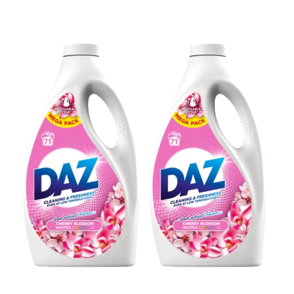 DAZ | Laundry Liquid Cherry Blossom 71 Wash | 142 Washes x 2 Bottles | 4686ml