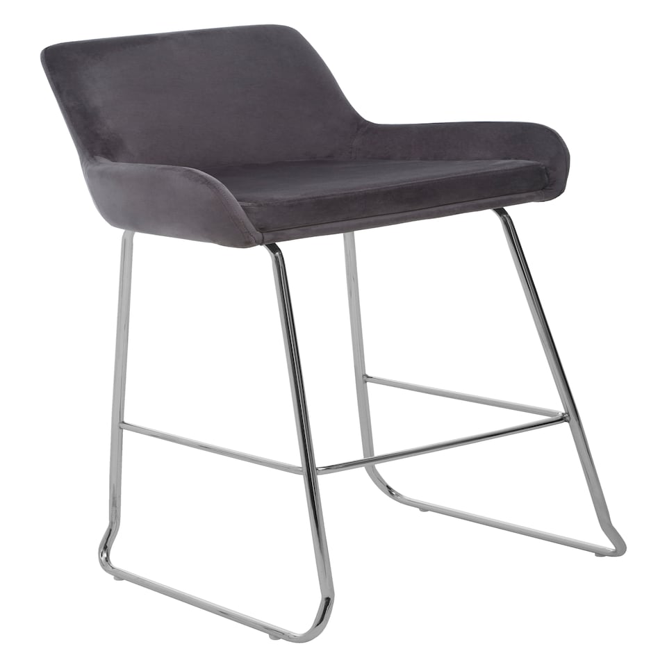 image 1 of Tamzin Grey Velvet Bar Chair With Low Arms Grey