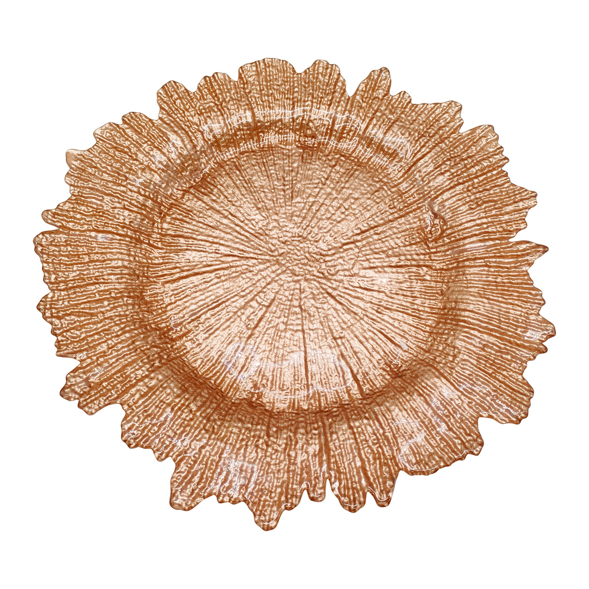 Neel Blue 33cm Charger Plates Vintage Design Glass Plates for Dinner Table Decoration in Rose Gold
