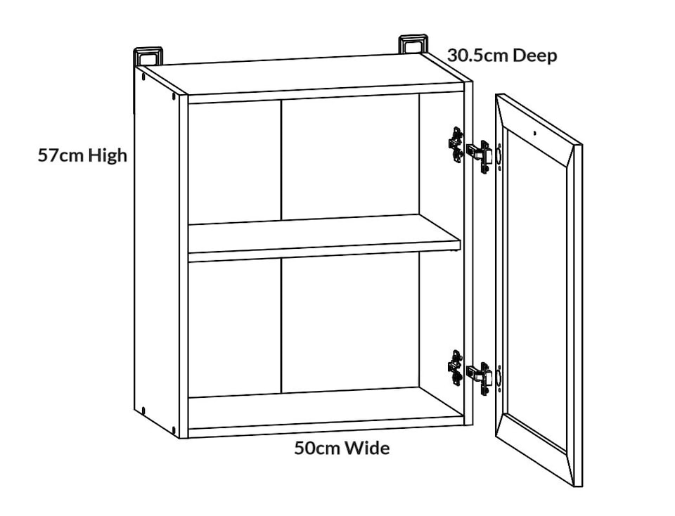 image 1 of Kitchen Wall Unit Cabinet 500mm Cupboard Light Grey Gloss Left Right 50cm Door Junona