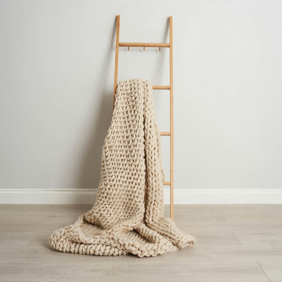 image 1 of BHS Chunky Cable Knit Throw, Cream