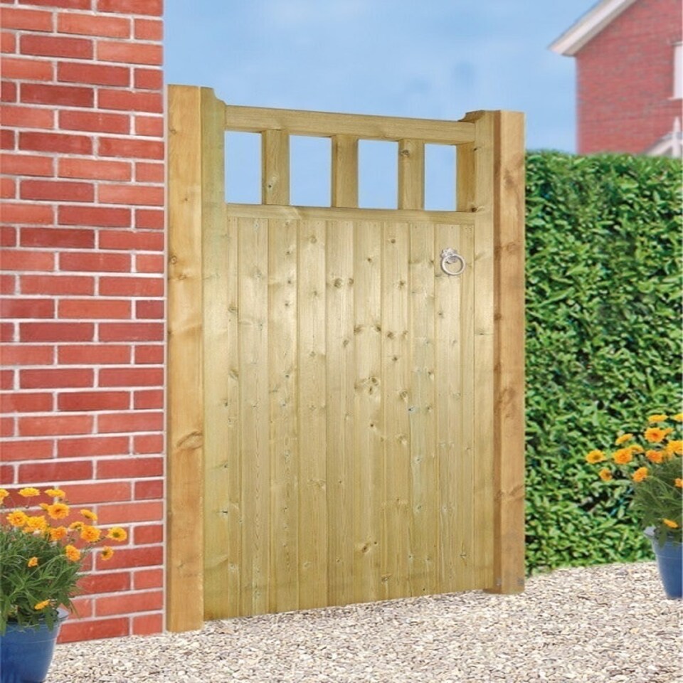 image 1 of Quorn Tall Single Garden Gate - Pressure Treated Scandinavian Redwood - W900 x H1800 mm Brown
