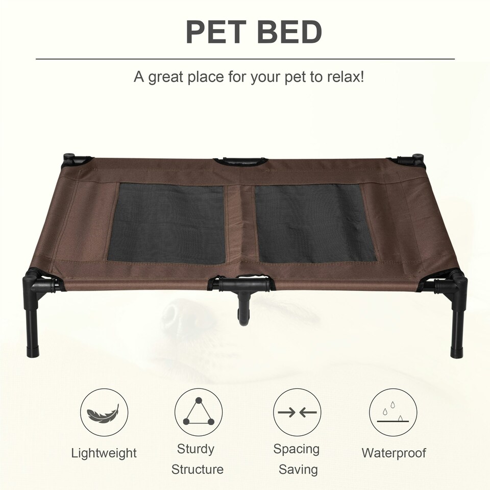 image 1 of PawHut Large Pet Cot Portable Dog Cat Sleep Bed Elevated Camping Outdoor Brown