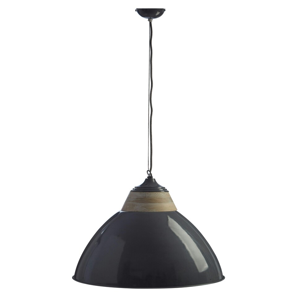 image 1 of Interiors by Premier Grey Extra Large Pendant Light, Scandi Bell-Shaped Industrial Ceiling Lamp, 1m Cord with Matching Rose