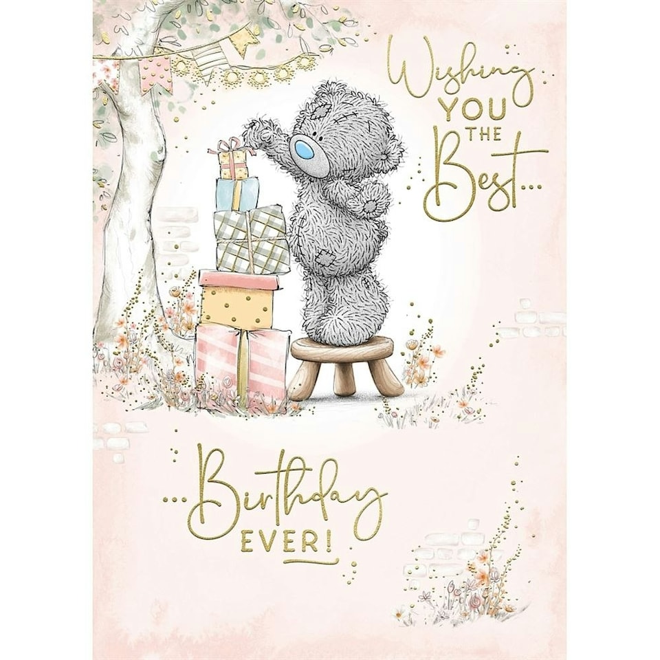 image 1 of Bear Standing On Stool Birthday Card