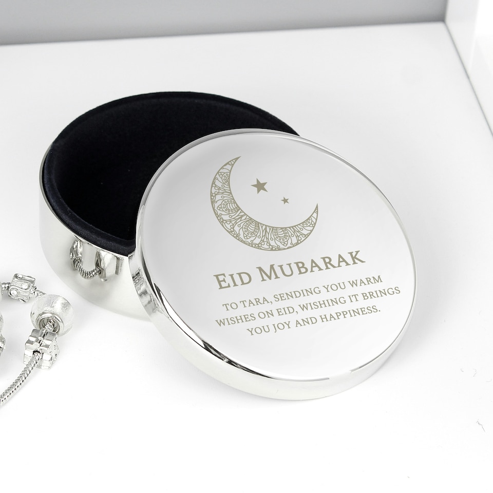 image 1 of Personalised Eid and Ramadan Round Trinket Box