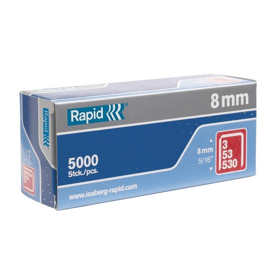 Rapid 53 Series Galvanised Staples - Galvanised - 8mm, Box of 5000