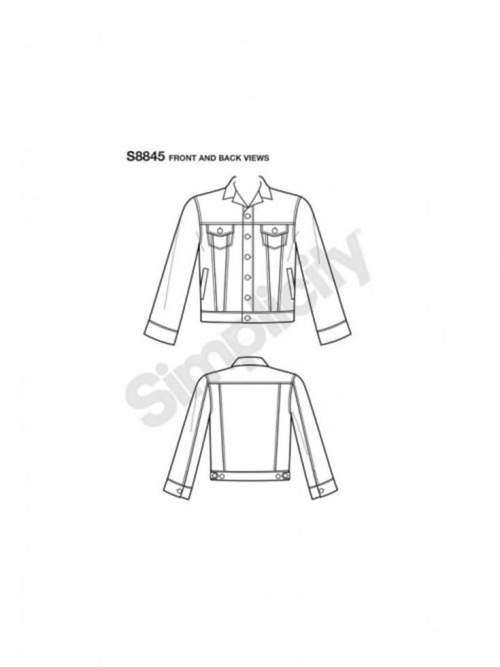 image 1 of Simplicity 8845 Paper Sewing Pattern – Men’s & Women’s Jacket, Size A (XS–S–M–L–XL), Intermediate