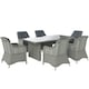 image 1 of Outsunny 6 Seater Rattan Dining Set w/ Glass Top Table Cushions, Grey