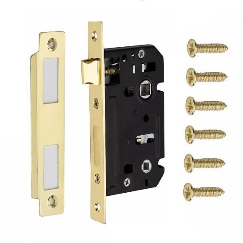 Golden Grace Bolt Through Bathroom Mortise Lock in Electro Brass Finish - 64mm | Gold
