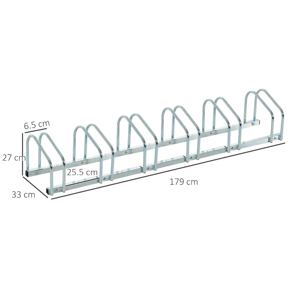 image 1 of HOMCOM Bike Parking Rack Bicycle Locking Storage Stand for 6 Cycling Black