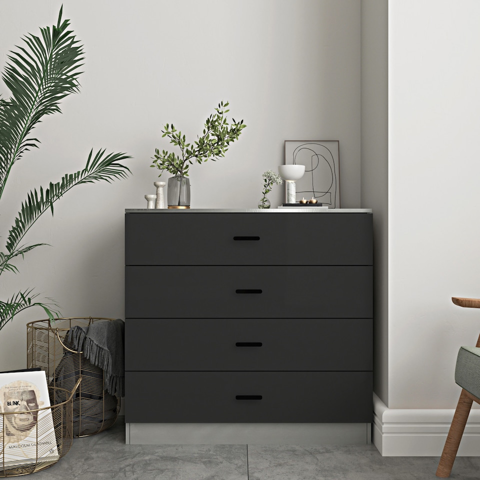 image 1 of Grey - Chest of 4 Drawers | Grey | 1