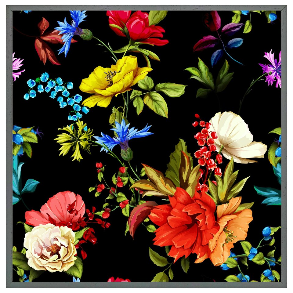 image 1 of Bright vibrant flowers (Picture Frame) Brown | Oak | M