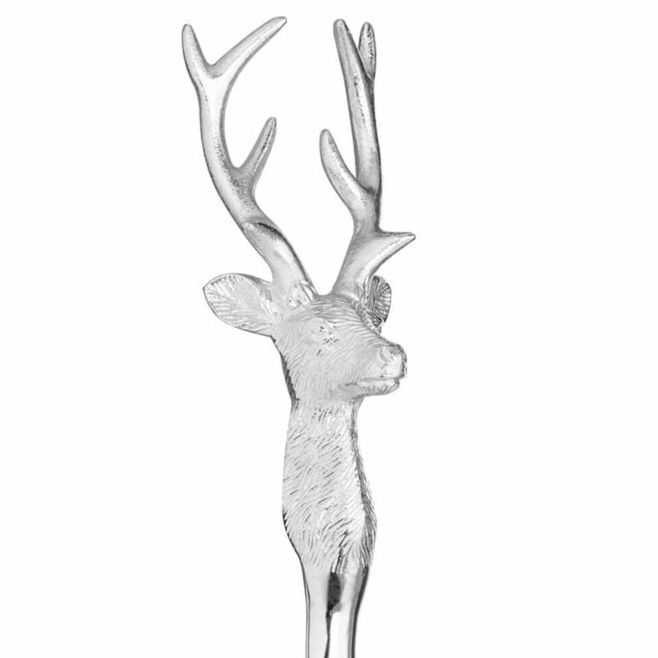 image 1 of Nickel Stag Head Detail Shoe Horn - Metal - L5 x W10 x H53 cm - Silver