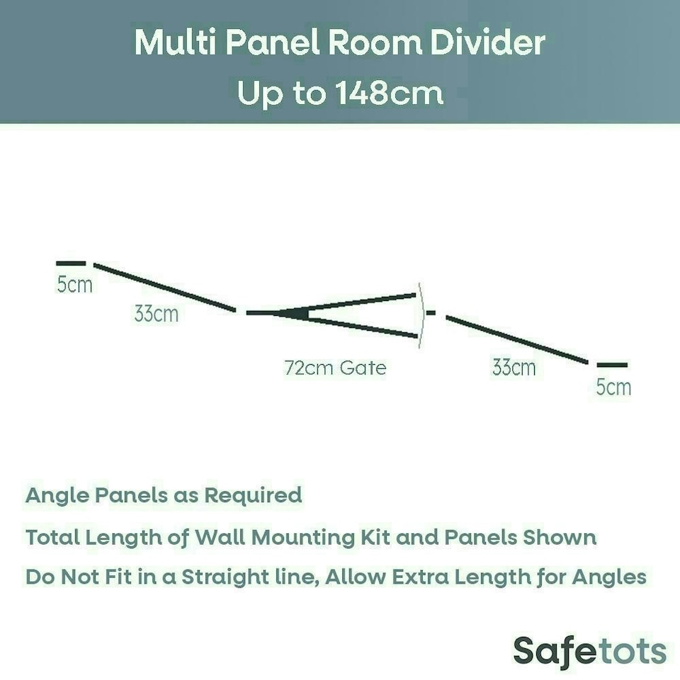 image 1 of Safetots Premium Multi Panel Room Divider, up to 148cm Wide, Grey, 70cm Tall, Multi Panel Flexible Room Barrier, Room Divider with Door for Baby Grey