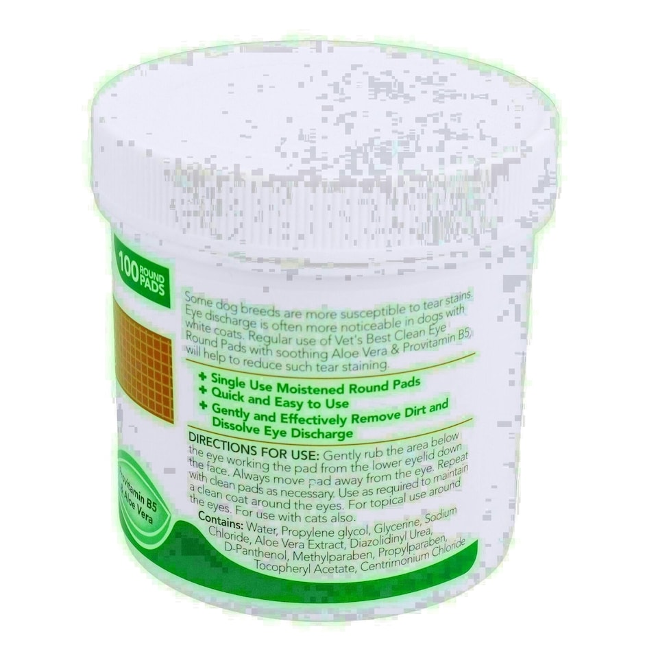 image 1 of 100PK Dog Puppy Pet Eye Cleaning Round Pads Wipes Tear Stain Remover