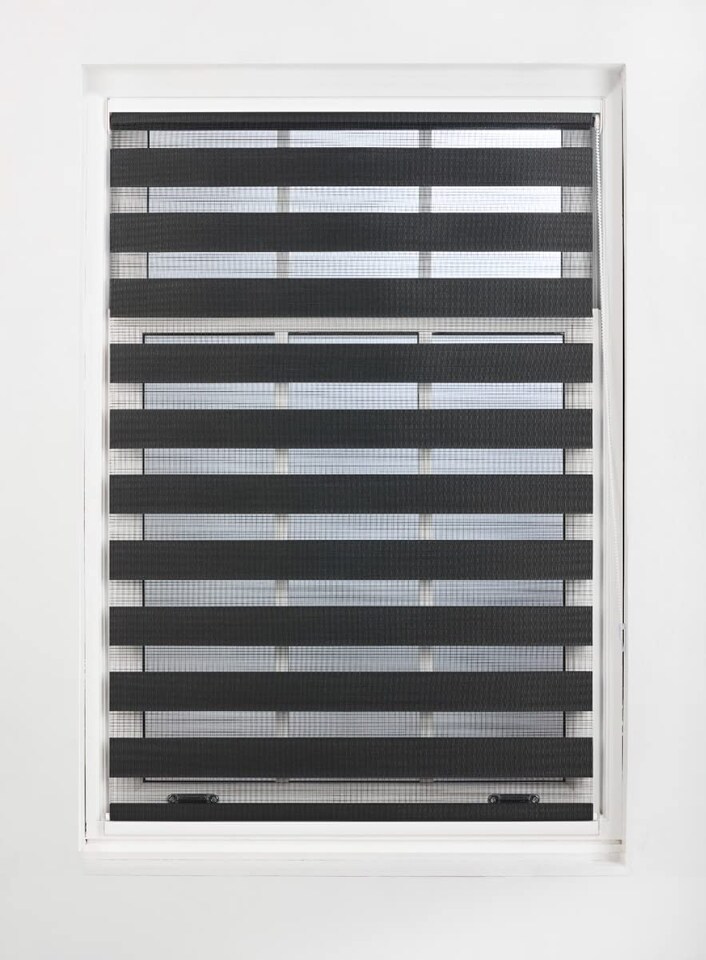 image 1 of FURNISHED Day and Night Roller Blinds Zebra Window Shades Made to Measure (W)240cm x (L)165cm | Black | Black | (W) 240cm x (L) 165cm