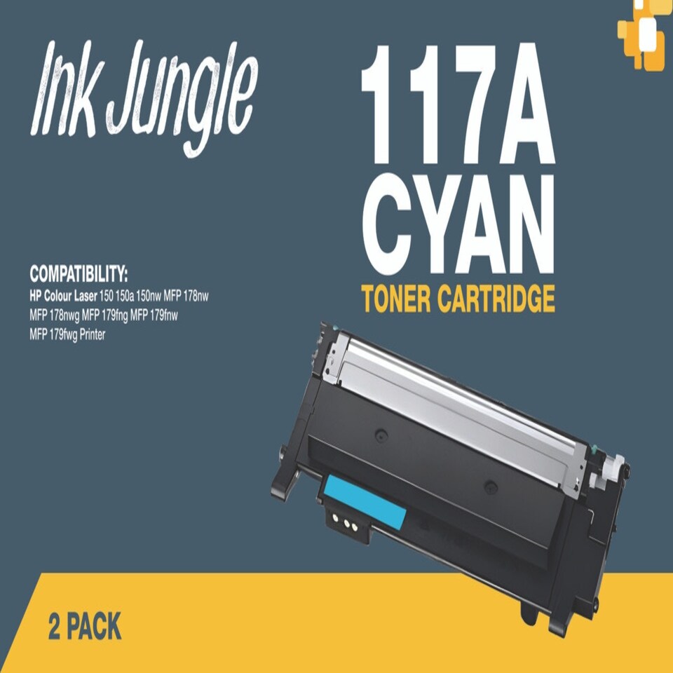 image 1 of 2x Compatible HP 117A Cyan Toner Cartridges Blue
