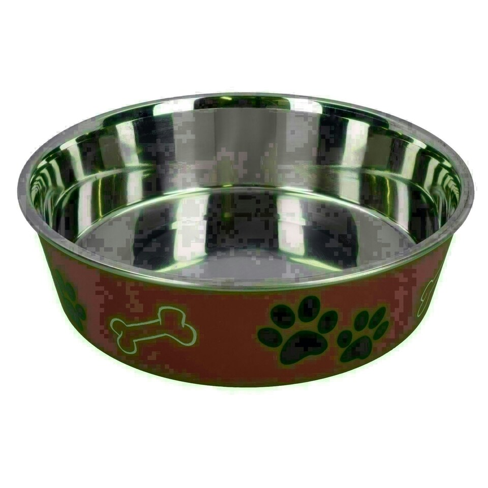 image 1 of 2 Medium Stainless-Steel Copper Bella Bowl Dog Puppy Feeding Food Water Bowl Silver