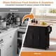 image 5 of VILUXE Mobile Kitchen Island with Foldable Worktop, Hidden Cutlery Drawer, Large Drawer, Adjustable Shelves, Door Racks, Towel Rack, Spice Rack and 5 Wheels, Black and Natural Wood