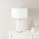 image 2 of ValueLights India Gold Metal and White Confetti Glass Table Lamp with White Drum Lampshade