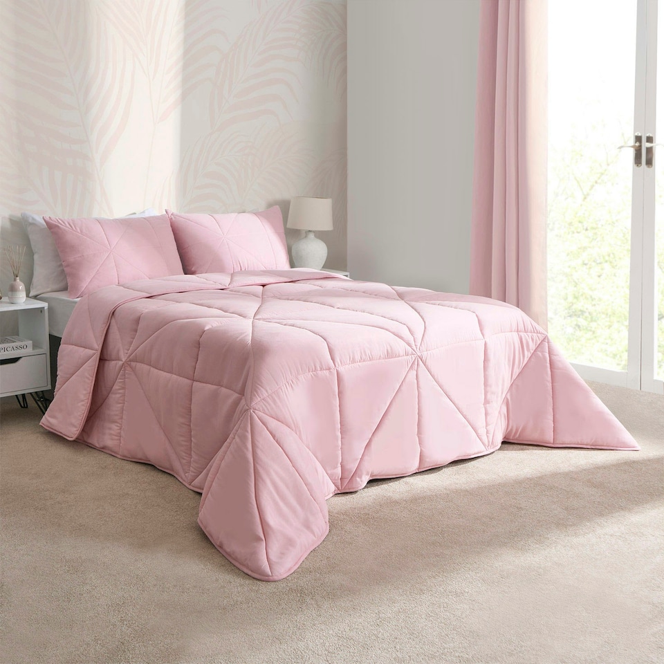 image 1 of OHS Coverless Quilted Geometric Embossed Soft Plush Cosy 7.5 Tog Washable Duvet Cover and Pillowcase Bedding Set Grey | Double