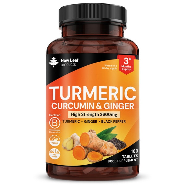 Turmeric Tablets 2600mg Ginger & Black Pepper 180 Capsules