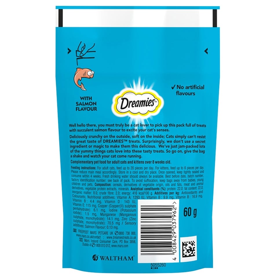 image 1 of Dreamies Salmon 60g (Pack of 8)