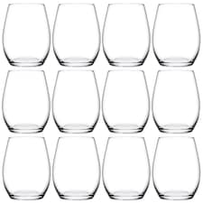 Amber Drinking Glasses Tumblers Whiskey Water Juice 440ml | Clear | Clear | Set of 12