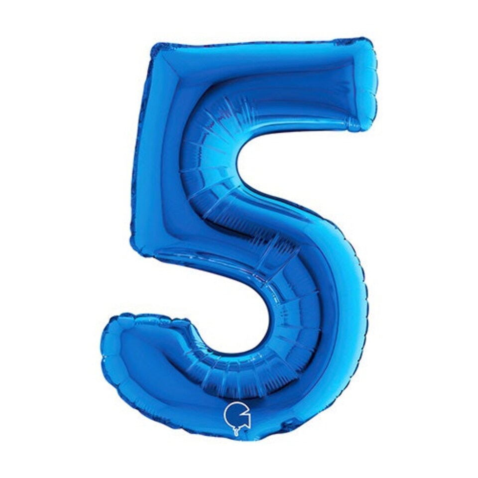 Blue Number 5 Air Fill Foil Balloon 36cm / 14 in