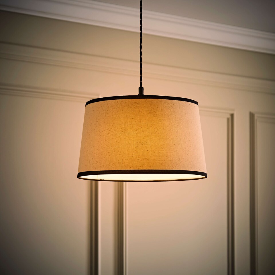 image 1 of ValueLights Aspen Medium Black Trim Tapered Lamp Shade | Black