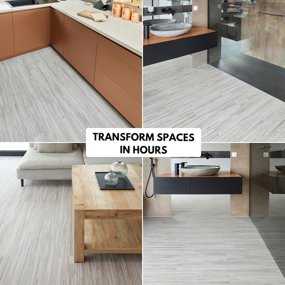 image 1 of Self Adhesive Floor Planks | 36x5.98in (91.4x15.2cm) Each | Peel & Stick Vinyl Flooring | Slatewood Flow Effect | Waterproof Tiles for Home DIY Floors Brown | 1.39 sqm