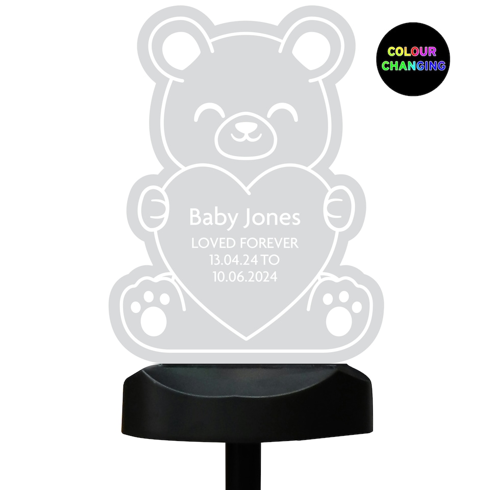 image 1 of Personalised Bear Memorial Outdoor Solar Light