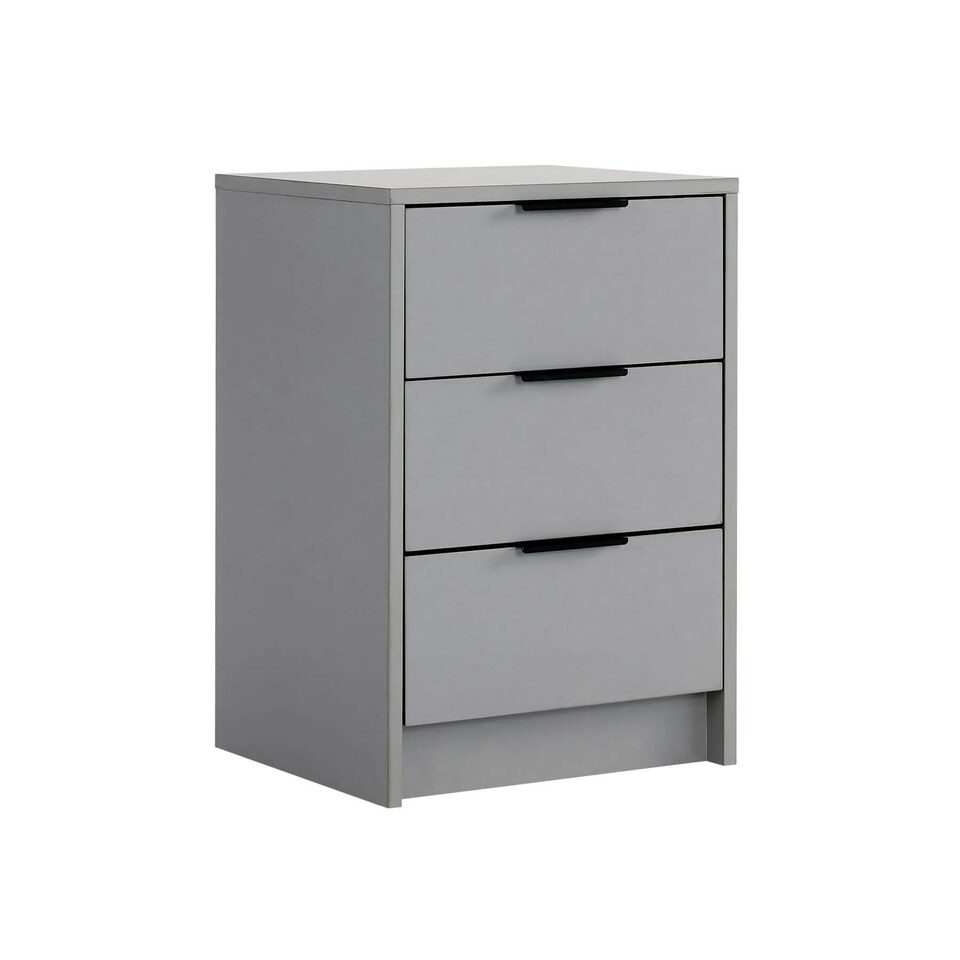 image 1 of Bedside 3 Drawer Storage Grey Clothing Nightstand Organiser Bedroom Cabinet Unit