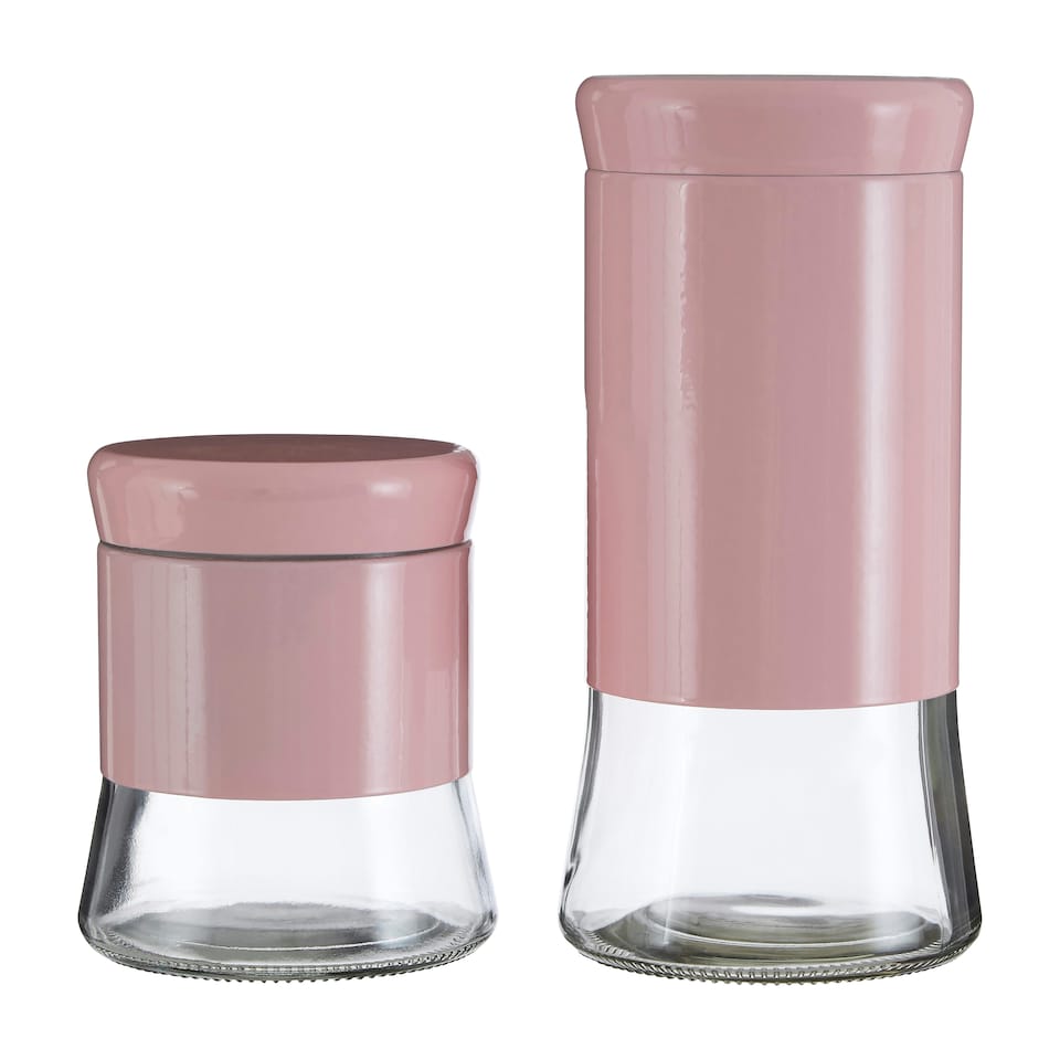 image 1 of Interiors by Premier Grey Steel Wrap Glass Storage Jar, 1500ml Capacity, Modern Design with Grey Steel Lid, Kitchen Storage