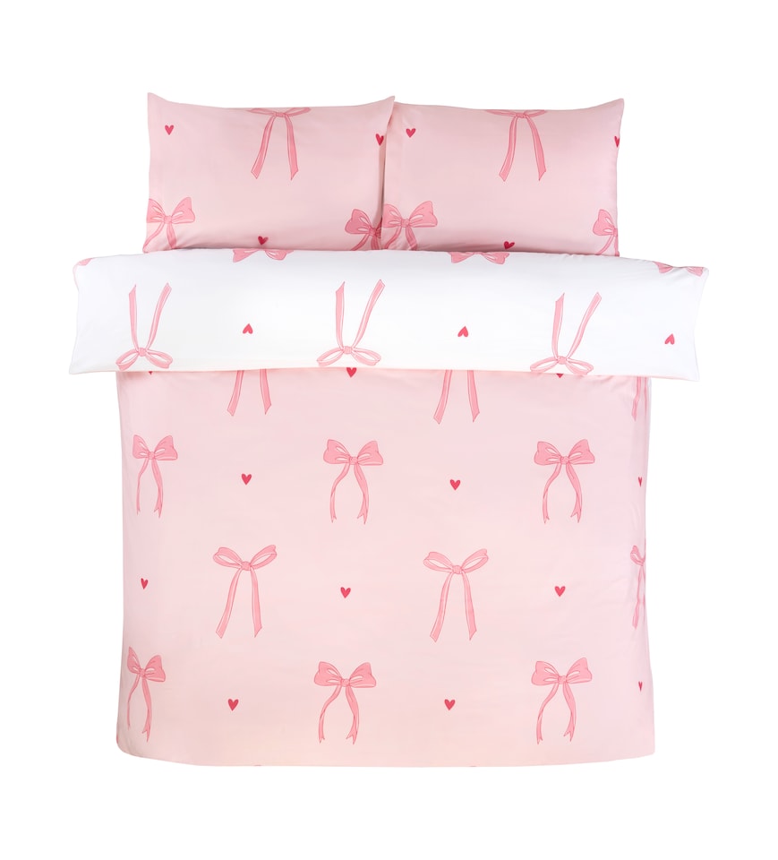 image 1 of Bows Microfibre Duvet Cover Set with Pillowcase