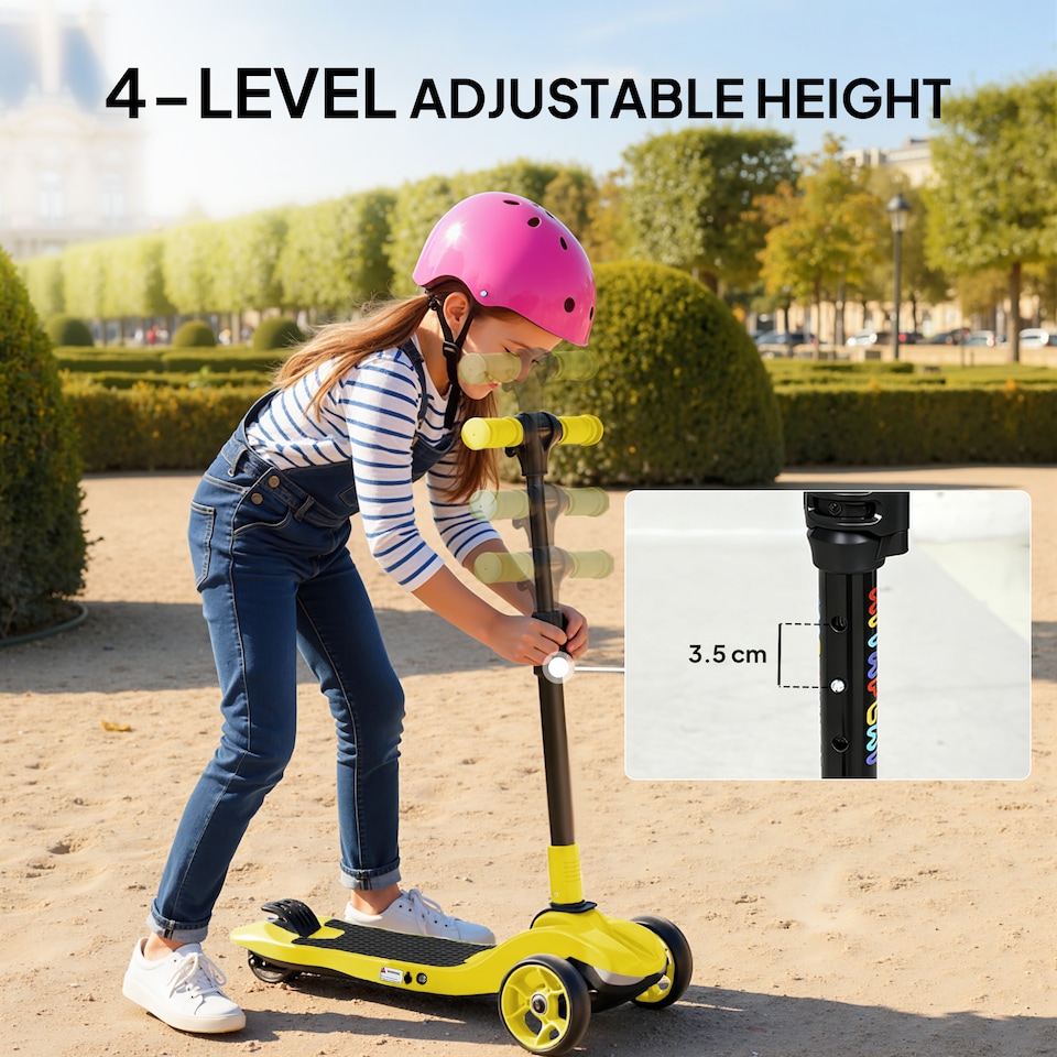 image 1 of AIYAPLAY Electric Scooter for Age 6-10, 3 Wheel Foldable Kids Scooter | Yellow